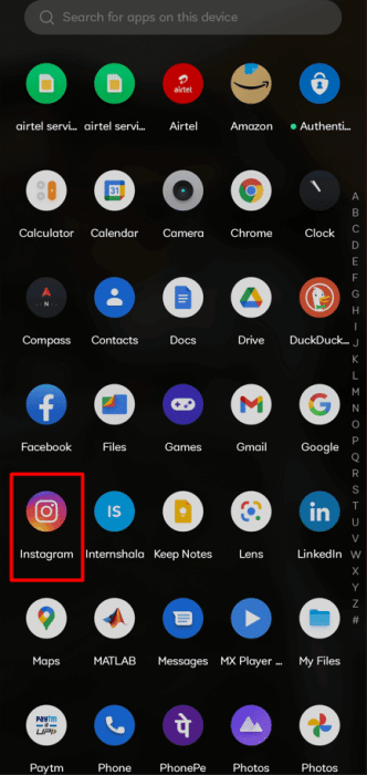 select-the-instagram-app-from-your-android-app-dra-e1671735551424 كيفية حذف مسودة Reel على Instagram
