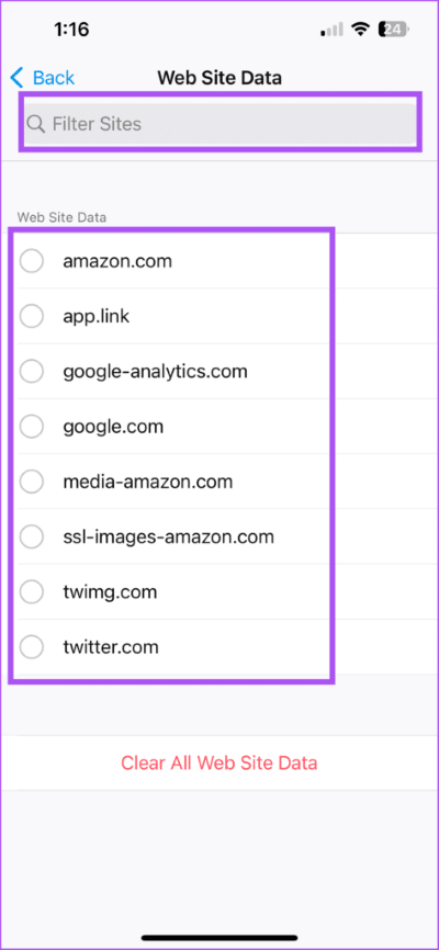 select-website-to-delete-data-firefox-iphone-473x1024-1 كيفية مسح ذاكرة التخزين المؤقت وملفات تعريف الارتباط في Firefox على الويب و iPhone و Android