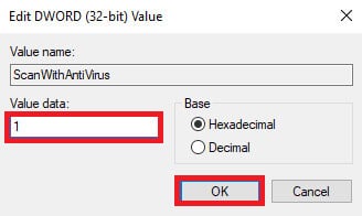 set-the-value-to-1-and-click-ok إصلاح خطأ فشل فحص الفيروسات في Google Chrome
