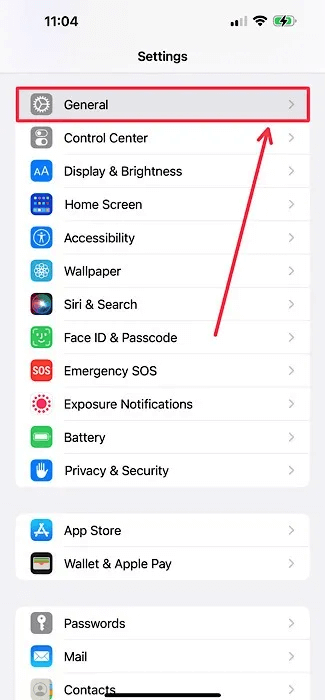settings-app-general-menu-iPhone.jpg كيفية إعادة ضبط المصنع لجهاز iPhone