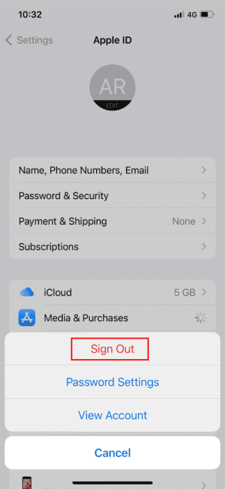 sign-out-apple-id-in-iPhone-e1671709960169 كيفية إصلاح مشاركة موقعي على iPhone باللون الرمادي