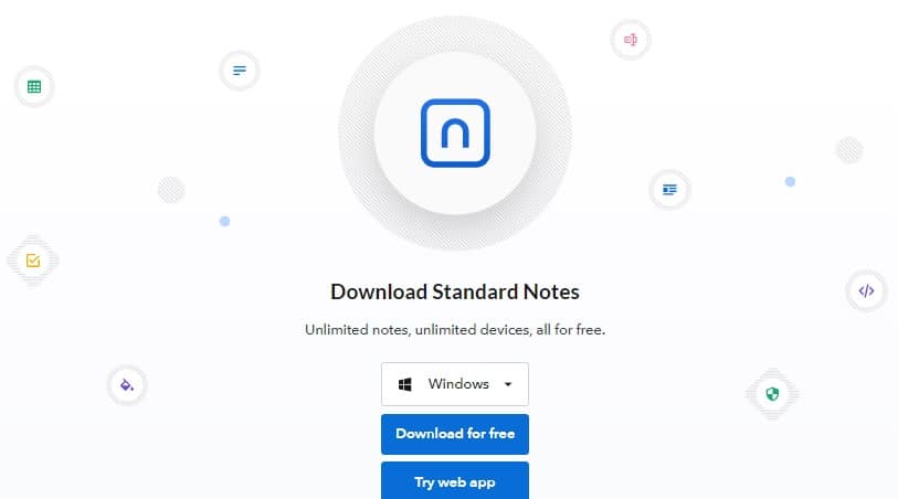 standard-notes أفضل 30 Code Editor "محرر كود" لـ Windows