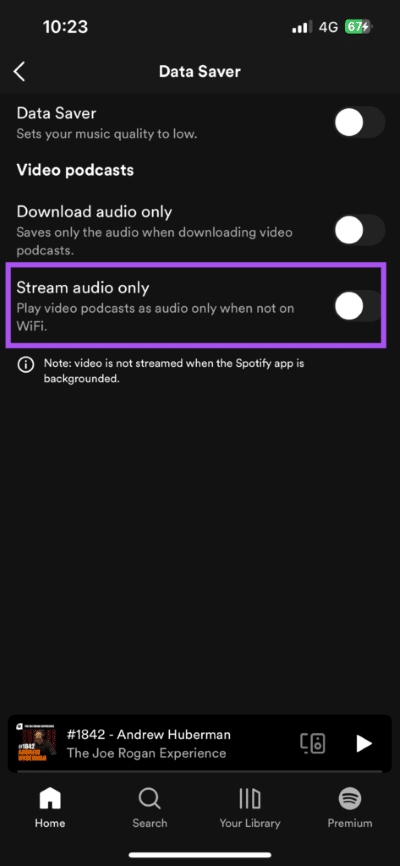 stream-audio-only-spotify-iphone-473x1024-1 أفضل 8 إصلاحات لعدم تشغيل ملفات البودكاست على Spotify على iPhone