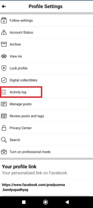 tap-on-activity-log-461x1024-1-e1671311307647 كيفية مشاهدة المنشورات التي أعجبتك على تطبيق Facebook