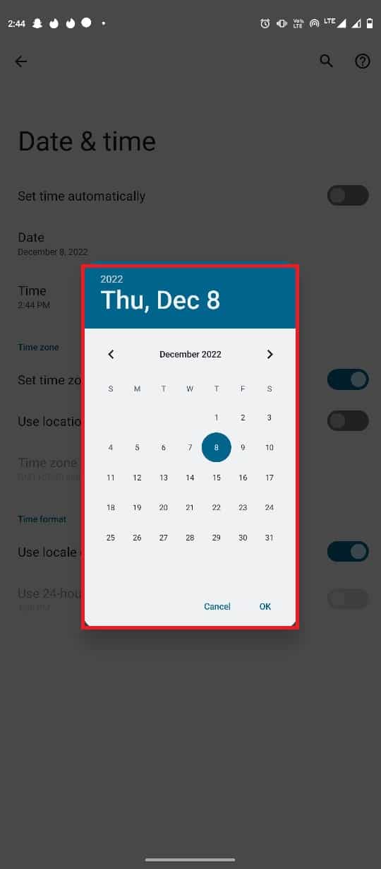 tap-on-date-and-then-select-the-correct-date-from إصلاح تنسيق ملف WhatsApp غير مدعوم على Android