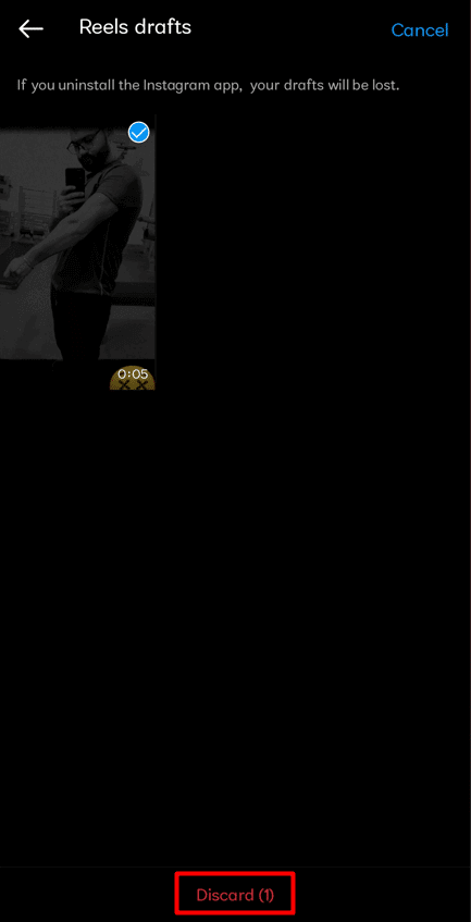tap-on-discard كيفية حذف مسودة Reel على Instagram