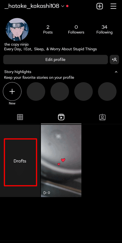 tap-on-drafts-folder كيفية حذف مسودة Reel على Instagram