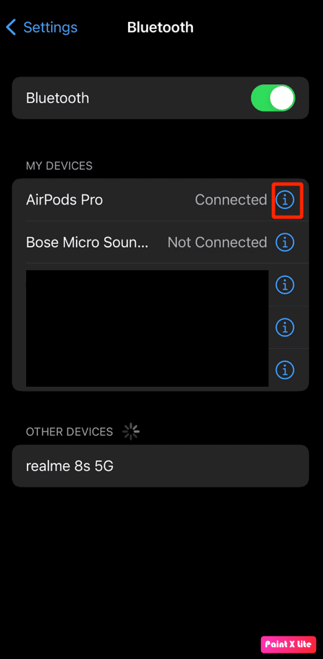 tap-on-i-icon كيفية إصلاح AirPods متصلة ولكن الصوت يأتي من الهاتف