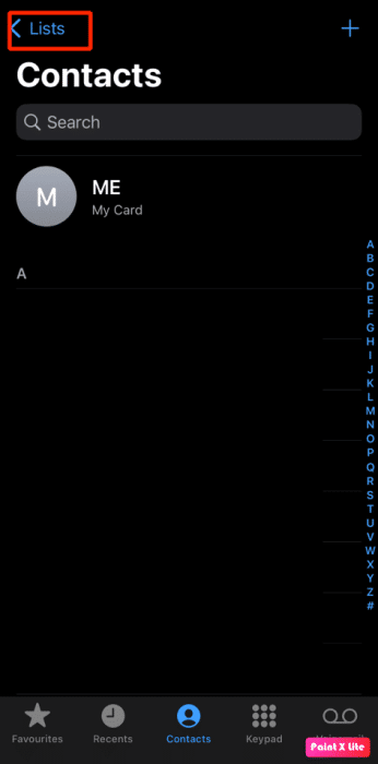 tap-on-lists-option-e1671283051481 كيفية إصلاح اختفاء جميع أسماء جهات الاتصال على iPhone