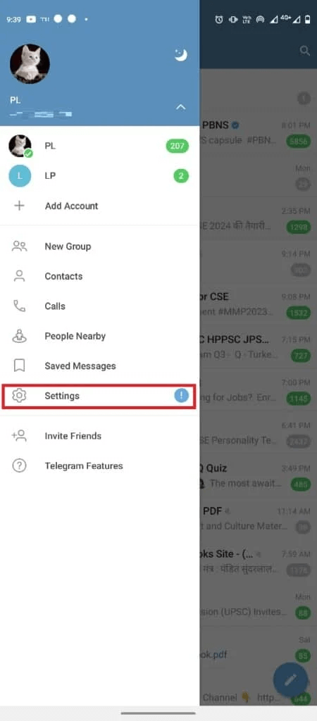 tap-on-settings-3-450x1024-1 كيفية إضافة وتغيير وحذف صورة ملف تعريف Telegram