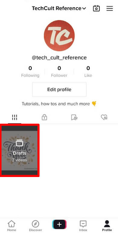 tap-on-the-draft-folder-1 كيفية تحرير وحفظ مسودة على TikTok