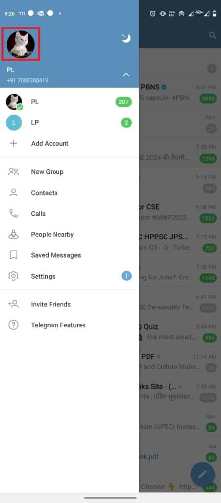 tap-on-the-profile-icon-1-450x1024-1 كيفية إضافة وتغيير وحذف صورة ملف تعريف Telegram