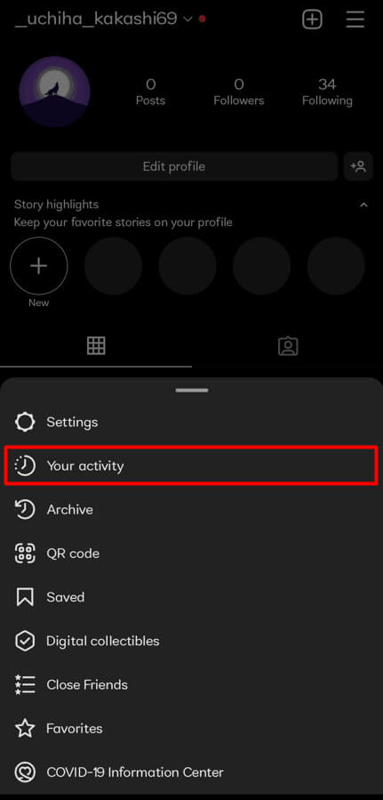 tap-on-your-activity- كيفية إعادة تعيين أو مسح اقتراحات البحث في Instagram