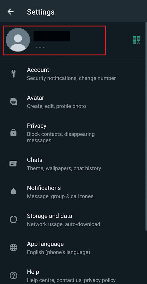 tap-on-your-profile-name-from-the-top هل يعطيك WhatsApp رقم الهاتف منه؟