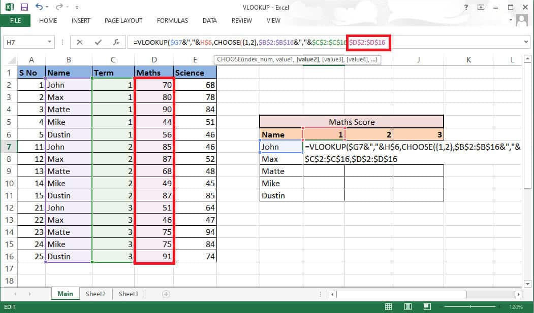 to-add-value2-select-the-maths-column-which-is-re كيفية استخدام VLOOKUP بمعايير متعددة
