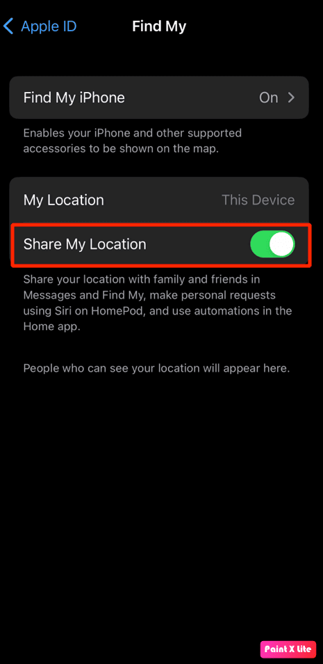 toggle-on-share-my-location كيفية إصلاح مشاركة موقعي على iPhone باللون الرمادي