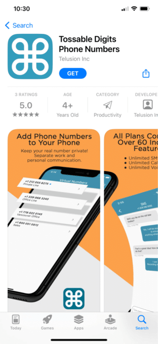 tossable-digits-phone-numbers-app-store-1-473x1024-1-e1671714744983 22 من أفضل تطبيقات أرقام الهواتف المزيفة المجانية لـ iPhone