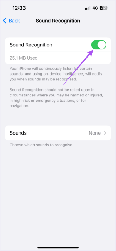 turn-off-sound-recognition-iphone-474x1024-1 أفضل 7 إصلاحات لخطأ "لا يمكن إرسال رسالة صوتية في هذا الوقت" على iPhone