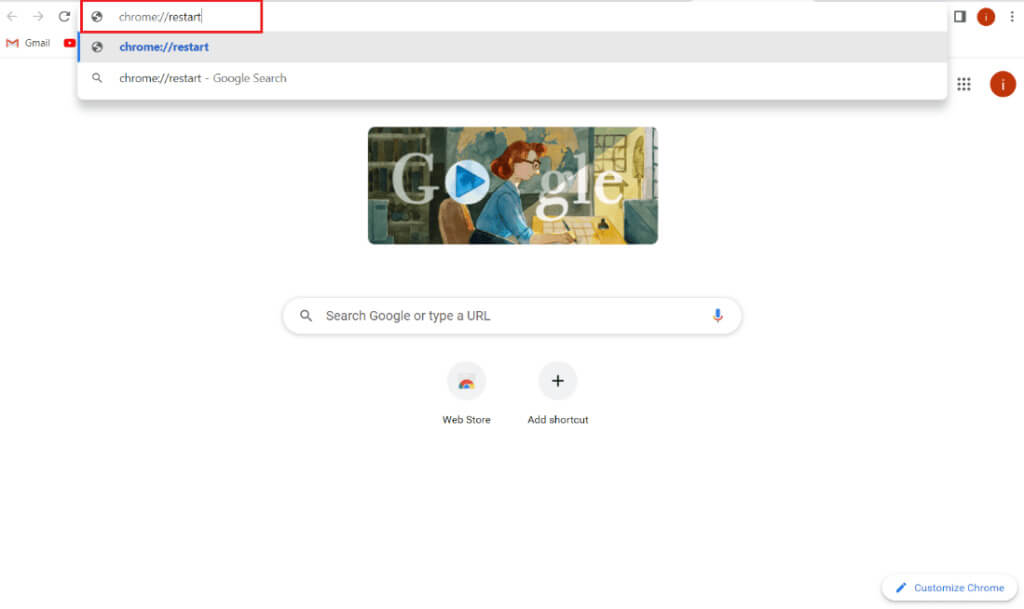 type-chrome-restart-in-the-address-bar-1024x609-1 كيفية إصلاح مشكل تعذر الطباعة في Chrome