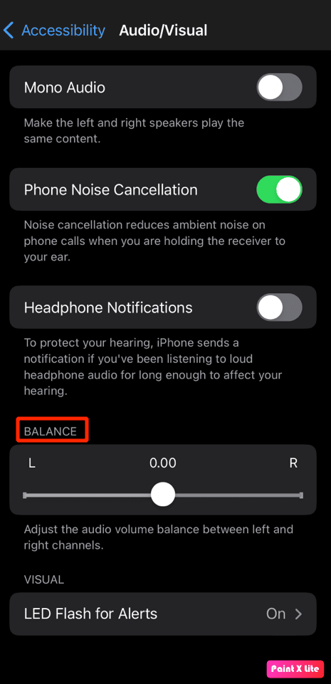 under-balance-keep-the-slider-in-middle كيفية إصلاح AirPods متصلة ولكن الصوت يأتي من الهاتف