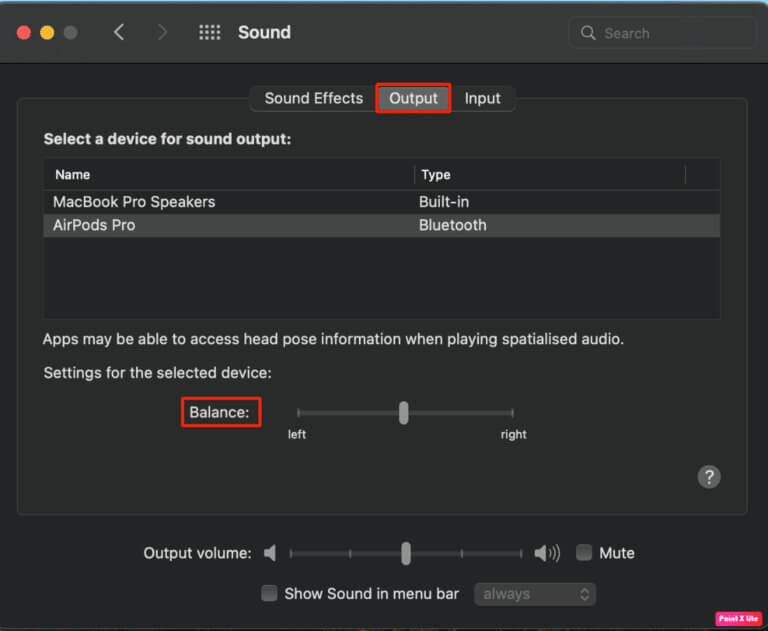 under-output-tab-adjust-balance-slider-768x631-1 كيفية إصلاح AirPods متصل بجهاز Mac ولكن لا يوجد صوت