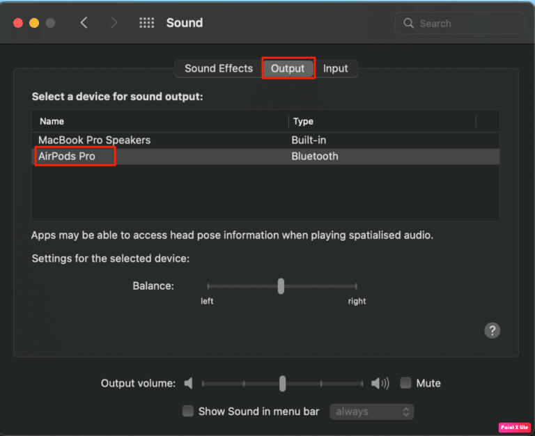 under-output-tab-choose-airpods-768x626-1 كيفية إصلاح AirPods متصل بجهاز Mac ولكن لا يوجد صوت