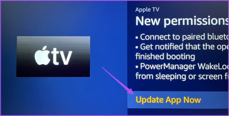 update-app-now-apple-tv-fire-tv-stick-768x391-1 أفضل 6 إصلاحات لعدم تزامن الصوت مع الفيديو على Amazon Fire TV Stick 4K