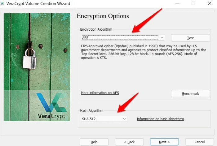 veracrypt-encryption-options-windows.jpg لماذا لا يعمل التشفير على Windows 11 Home ، وكيفية إصلاحه