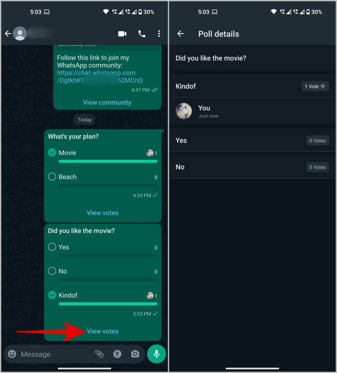 view-votes-on-poll-on-whatsapp-android كيفية إنشاء استطلاع على WhatsApp للجوال وسطح المكتب والويب