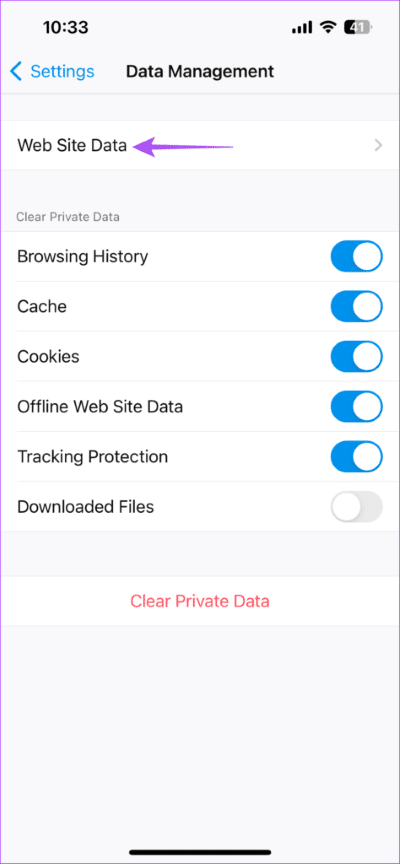 web-site-data-firefox-iphone-474x1024-1 كيفية مسح ذاكرة التخزين المؤقت وملفات تعريف الارتباط في Firefox على الويب و iPhone و Android
