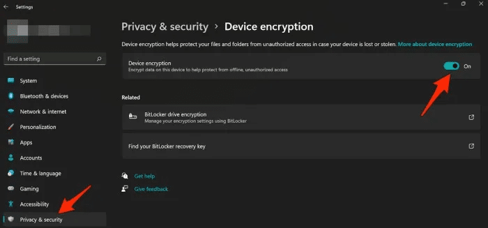 windows-11-home-enable-device-encryption.jpeg لماذا لا يعمل التشفير على Windows 11 Home ، وكيفية إصلاحه