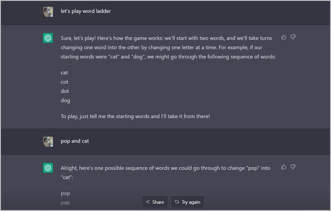 word-ladder-chat-gpt 8 ألعاب يمكنك لعبها مع ChatGPT