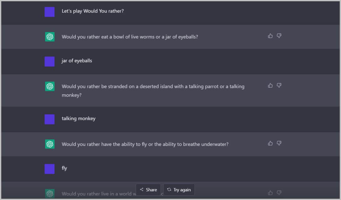 would-you-rather-chatgpt-2 8 ألعاب يمكنك لعبها مع ChatGPT