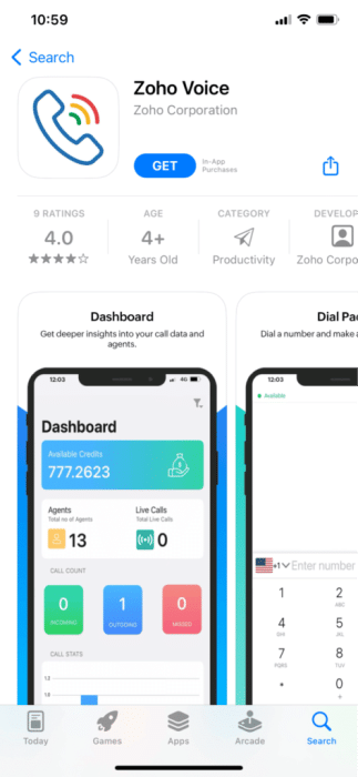 zoho-voice-app-store-1-473x1024-1-e1671714906262 22 من أفضل تطبيقات أرقام الهواتف المزيفة المجانية لـ iPhone