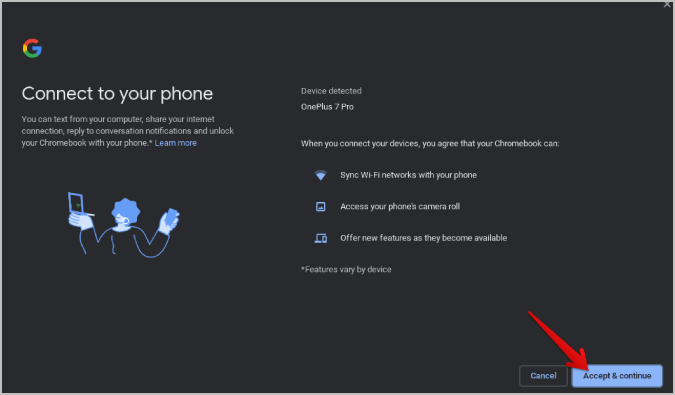 Accepting-Android-connection-on-ChromeOS 8 ميزات فريدة لتكامل نظام التشغيل ChromeOS ونظام Android