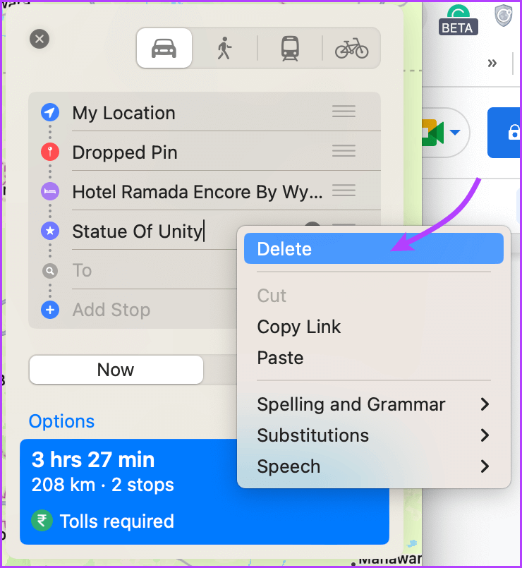 Add-Multiple-Stops-on-Apple-Maps-in-macOS-Ventura-8 كيفية إضافة محطات متعددة في Apple Maps على iPhone و iPad و Mac