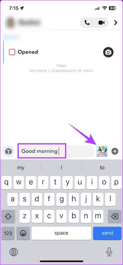 Add a Text Message - كيفية تغيير أو حذف Cameo الخاص بك على Snapchat على iPhone و Android
