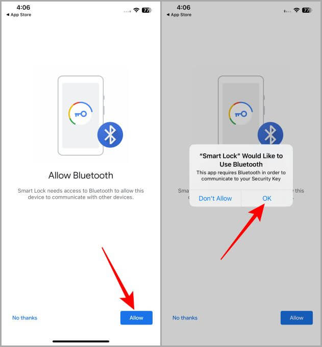 Allow-Bluetooth-Google-Smart-Lock-iOS كيفية استخدام الهاتف كمفتاح أمان (Bluetooth) لحساب Google