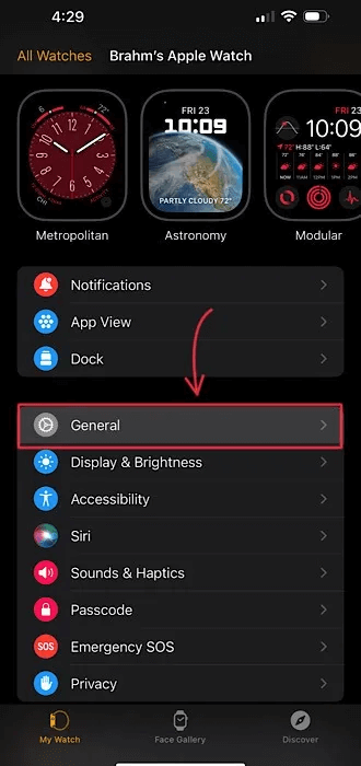 Apple-Watch-general-tab-1.jpeg هل نسيت رمز مرور Apple Watch؟ إليك كيفية إعادة ضبط Apple Watch