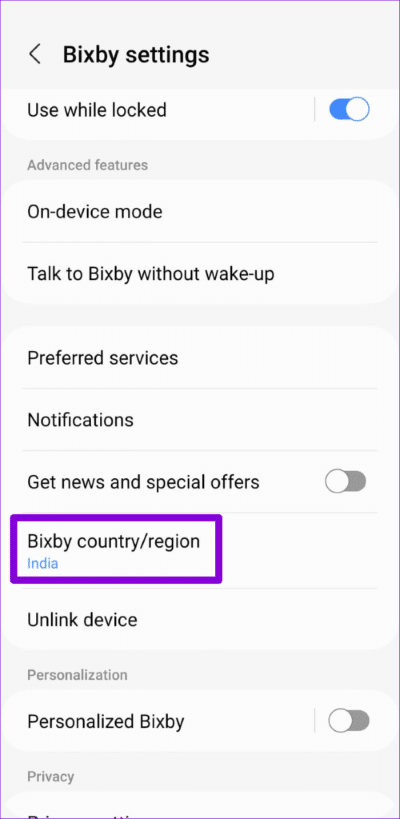 Bixby Country Settings 500x1024 1 - أفضل 7 طرق لإصلاح عدم عمل Bixby على هواتف Samsung Galaxy