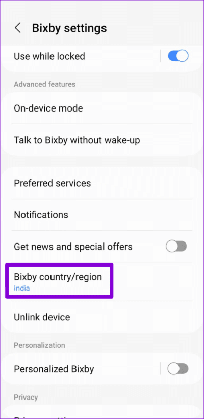 Bixby-Country-Settings-500x1024-1 أفضل 7 طرق لإصلاح عدم عمل Bixby على هواتف Samsung Galaxy