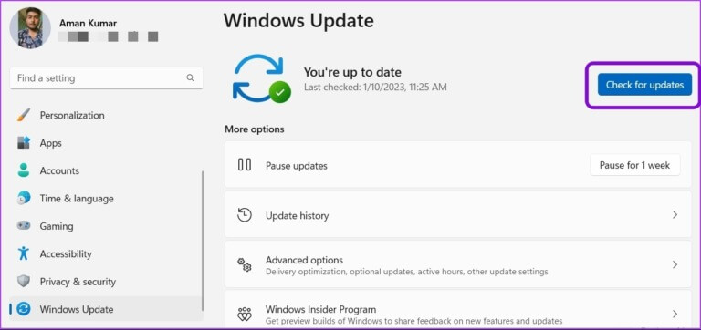 Check-for-updates-2-768x362-1 أفضل 7 إصلاحات لذهاب الكمبيوتر إلى النوم بشكل عشوائي على Windows 11