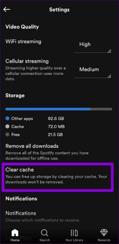 Clear-Spotify-Cache-on-Mobile-1-500x1024-1 أفضل 8 طرق لإصلاح عدم عمل بحث Spotify على Android و iPhone