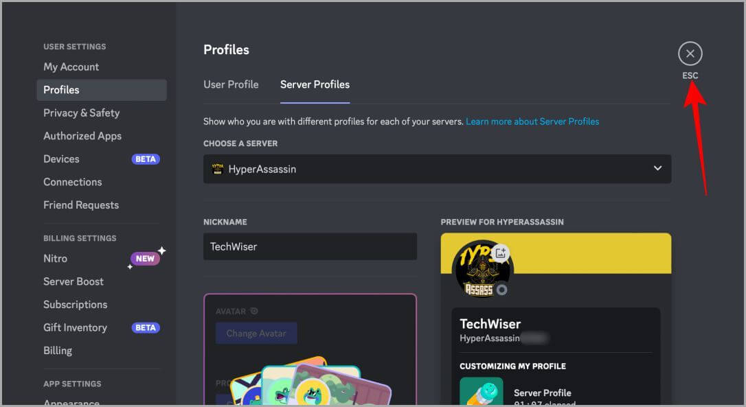 Closing-Discord-Settings-Web-1 كيفية تغيير الاسم المستعار لخادم Discord على الويب والجوال