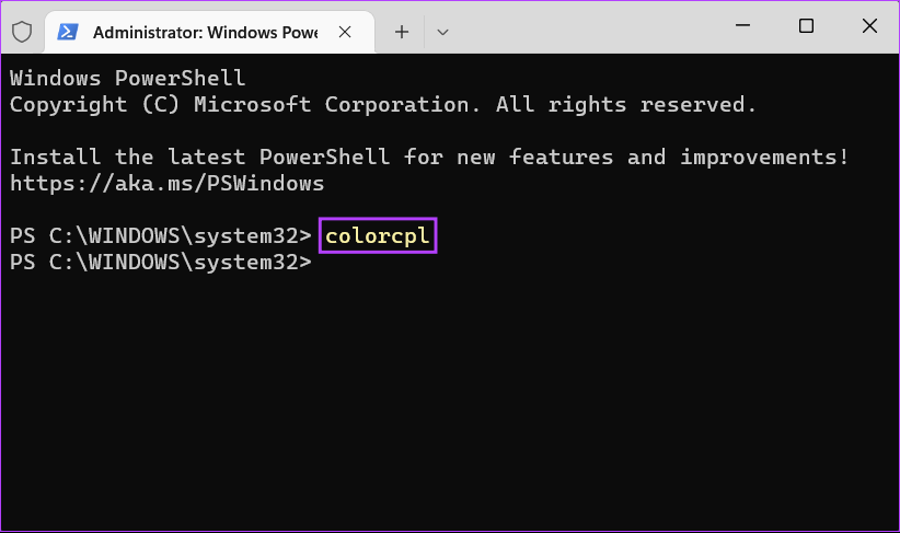 Colorcpl-PowerShell أفضل 6 طرق لفتح إدارة الألوان على Windows 11
