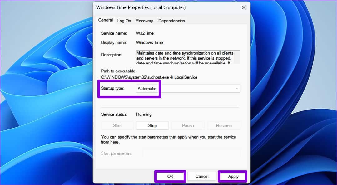 Configure-Windows-Time-Service أفضل 6 طرق لإصلاح التوقيت الخاطئ (ضبط الوقت) على Windows 11