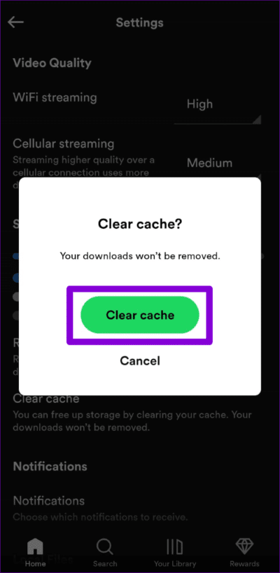 Confirm-Clear-Spotify-Cache-on-Mobile-1-500x1024-1 أفضل 8 طرق لإصلاح عدم عمل بحث Spotify على Android و iPhone