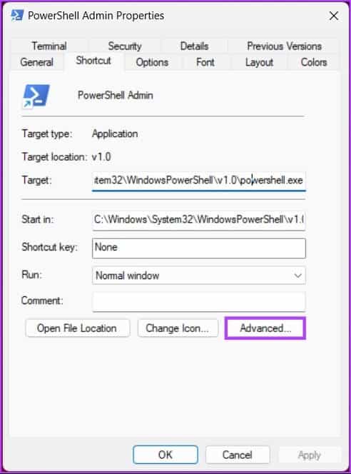 Create-a-PowerShell-Shortcut-on-Your-Desktop_4 8 طرق لتشغيل PowerShell كمسؤول في Windows 11