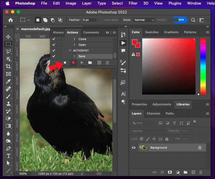Create-an-Action-10 كيفية تغيير حجم الملفات دفعة واحدة في برنامج Photoshop