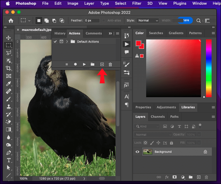 Create-an-Action-2 كيفية تغيير حجم الملفات دفعة واحدة في برنامج Photoshop